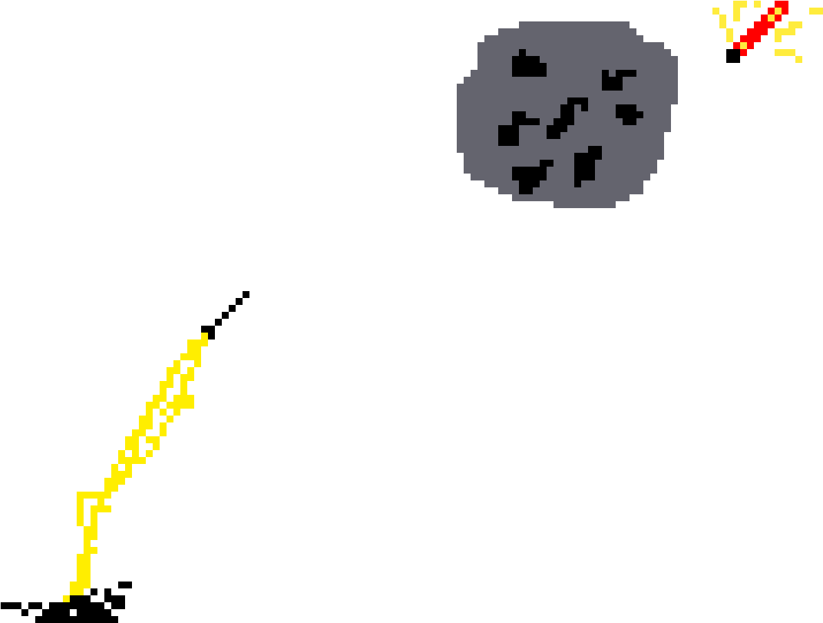 Rocket Ship,moon And Meteor - Pixel Art (1360x900), Png Download