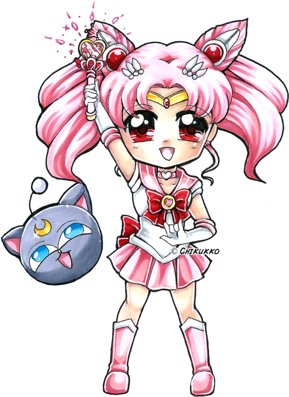 Sailor Chibi Moon By Chikukko - Sailor Chibi Moon Drawing (581x798), Png Download