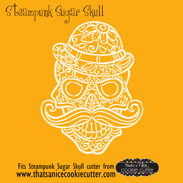 Steampunk Sugar Skull - Day Of The Dead Sugar Skull Stencil (640x640), Png Download