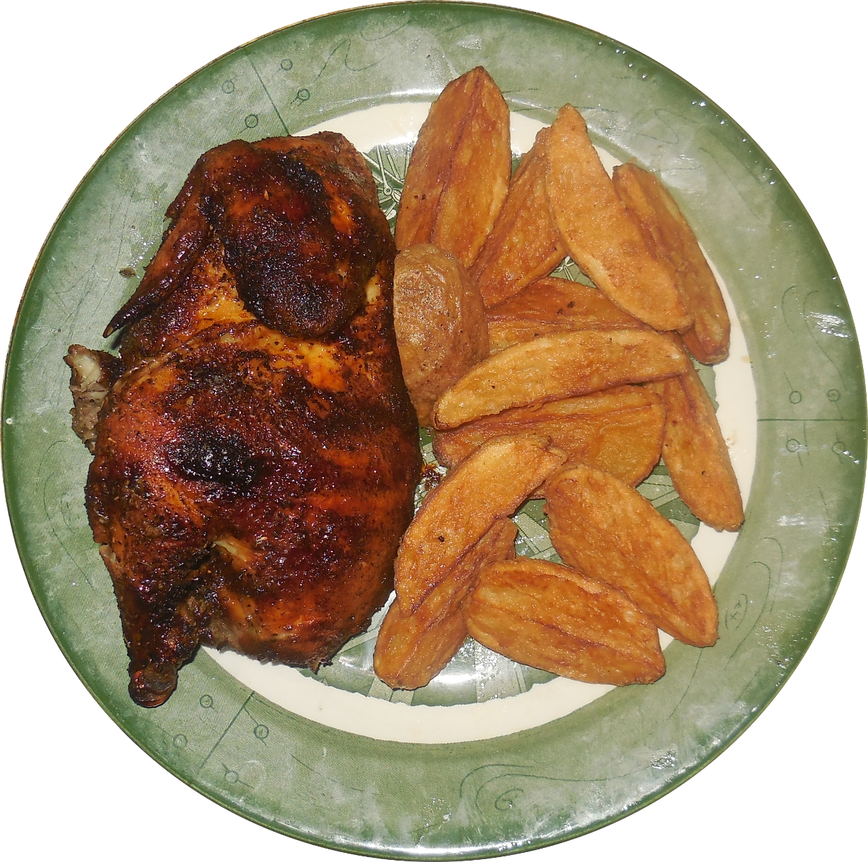 Rotisserie Chicken And Potato Wedges - Potato Wedges (1236x1227), Png Download