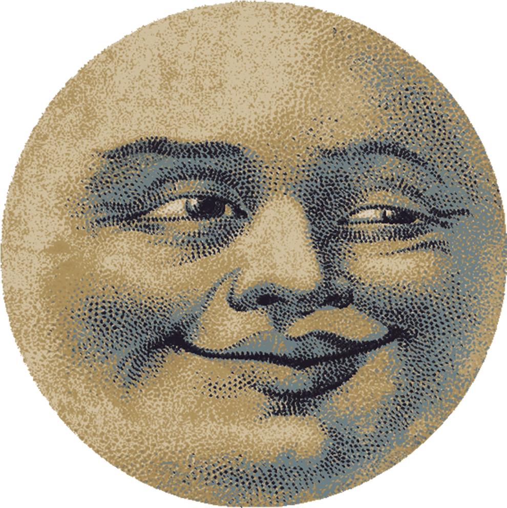 Moon Face 6' Round Rug - Moon Face (1000x997), Png Download