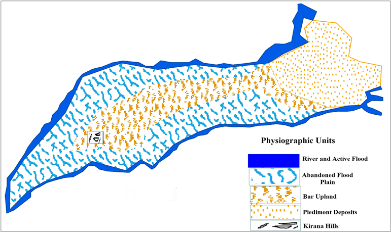 Physiographic Units Of Chaj Doab Of Which Study Area - Sketch (903x465), Png Download