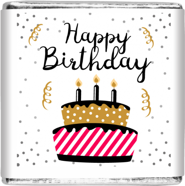 25 X Happy Birthday Black, Gold & Pink Cake Chocolate - Happy Birthday Grandma Ellen (800x800), Png Download