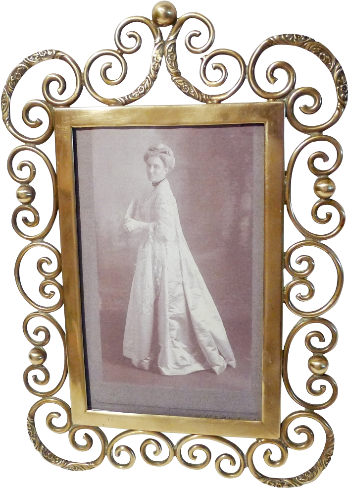 1890s Brass Curly Ornate Scrolls 10 Picture Frame - Picture Frame (984x984), Png Download