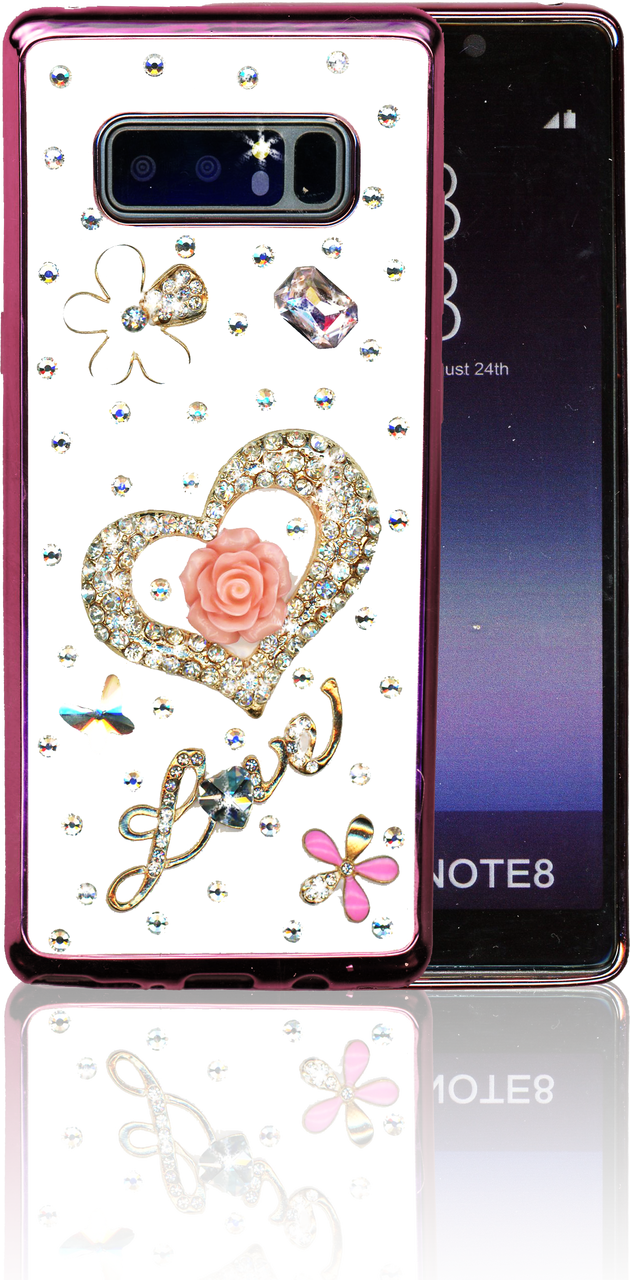 Samsung Galaxy Note 8 Mm Bling 3d Heart - Iphone (630x1280), Png Download