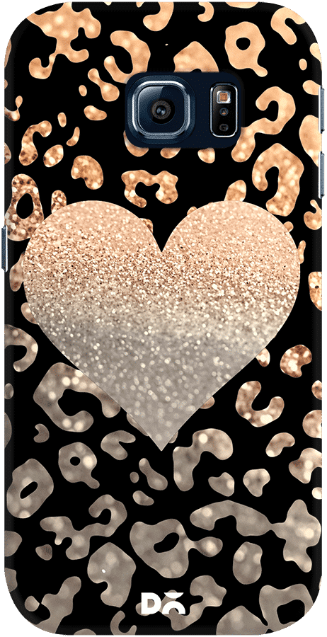 Dailyobjects Gold Heart Leo Black Case Cover For Samsung - Teal Glitter Iphone 6 Slim Case By Monika Strigel (462x900), Png Download