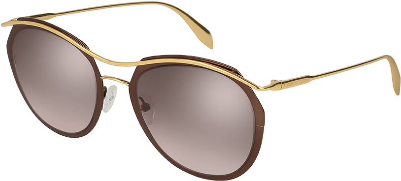 Alexander Mcqueen - Am0116s - Alexander Mcqueen Am0116s 003 Rutenium Oval Sunglasses (1117x480), Png Download
