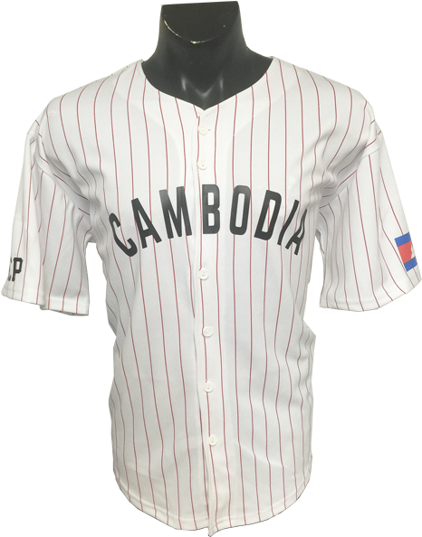 Image Of Rep Cambodia Pin Striped Baseball Jersey - Cambodian Baseball Jersey (640x640), Png Download