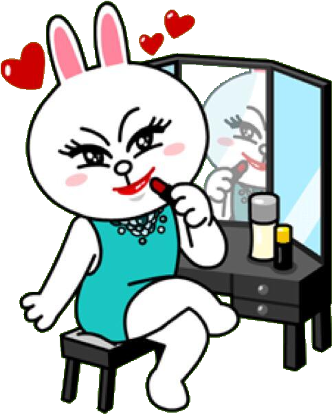 Cony Wearing Make-up Line Brown Bear, Brown Line, Line (520x640), Png Download