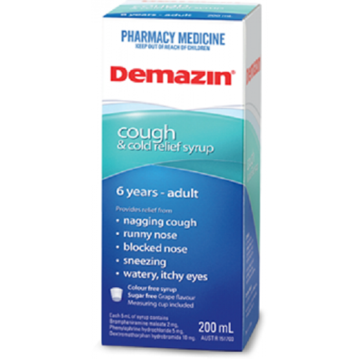 Demazin Cough & Cold Relief Syrup 200ml - Demazin Cold And Flu (700x700), Png Download
