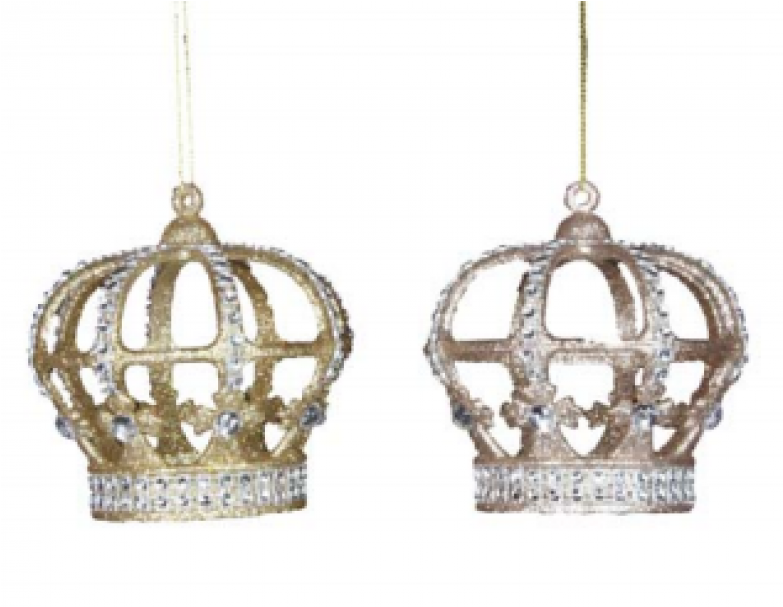 Gold Glitter Crown W Clear Jewels Dec - Gisela Graham Limited (782x1000), Png Download