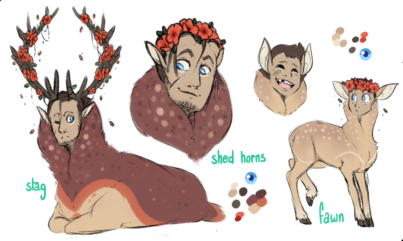 Aesthetic Clipart I M - Human Deer Drawing (1411x843), Png Download