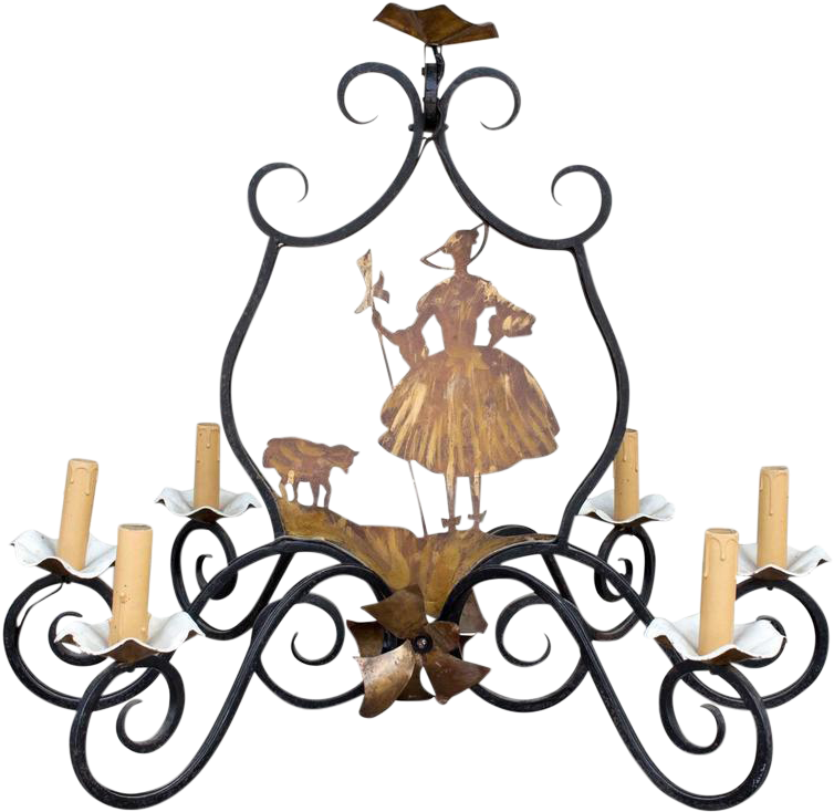Antique French Iron Brass Little Bo Peep - Chandelier (768x768), Png Download