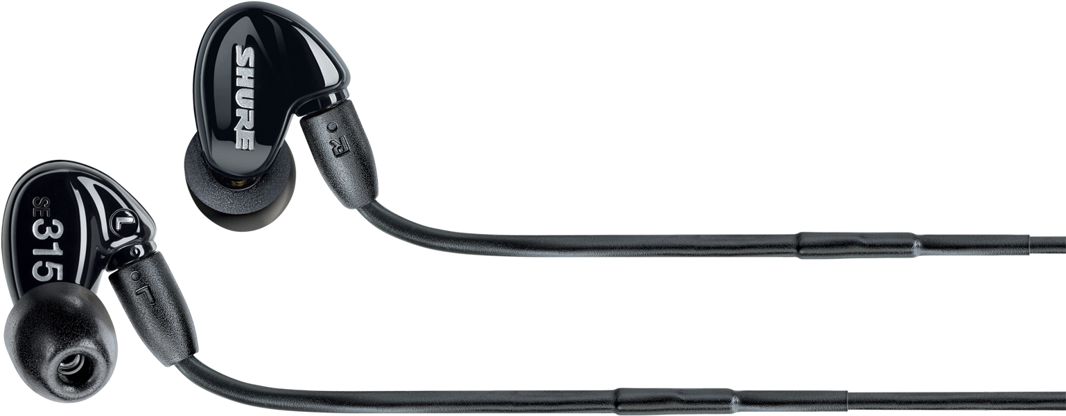 Headphone Transparent Shure Se215 Svg Black And White - Shure Se315 - Earphones - In-ear - Black (1700x600), Png Download