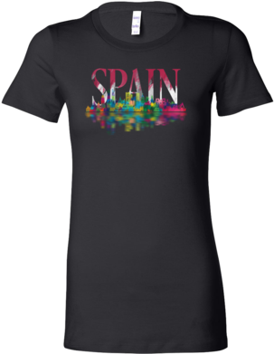 Spain Skyline Watercolor Horizon Sunset Love Spanish - Shih Tzu Old School Look T-shirt Tshirt Hoodie Tote (390x390), Png Download