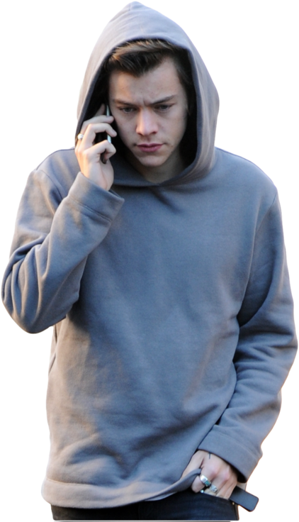 Harry Styles And One Direction Image - Harry Styles In A Hoodie (500x757), Png Download
