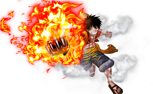 Luffy - One Piece Burning Blood Luffy (768x308), Png Download
