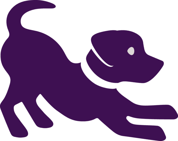 Purple Clipart Puppy - Purple Dog Clipart (600x477), Png Download