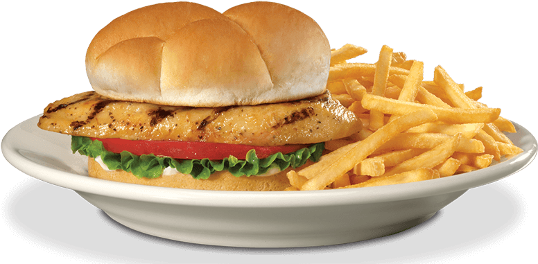 Sandwiches - Grilled Chicken Sandwich With Fries (800x400), Png Download
