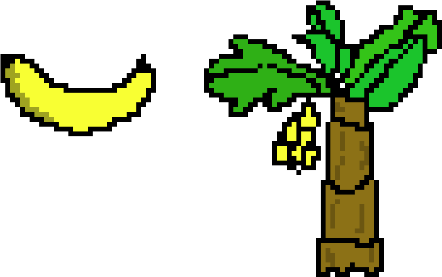 Banana And Banana Tree - Banana Tree Pixel (1030x680), Png Download