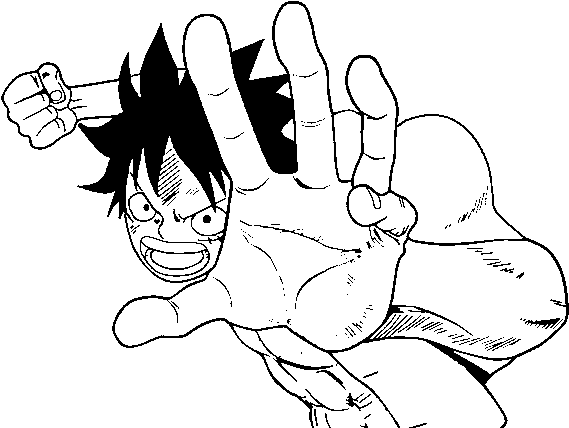 Luffy Coloring Pages - Luffy Fighting (600x470), Png Download
