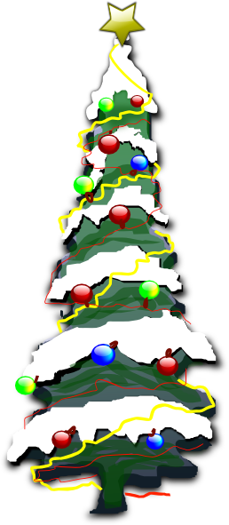 How To Set Use Decorated Christmas Tree With Snow Clipart (258x591), Png Download