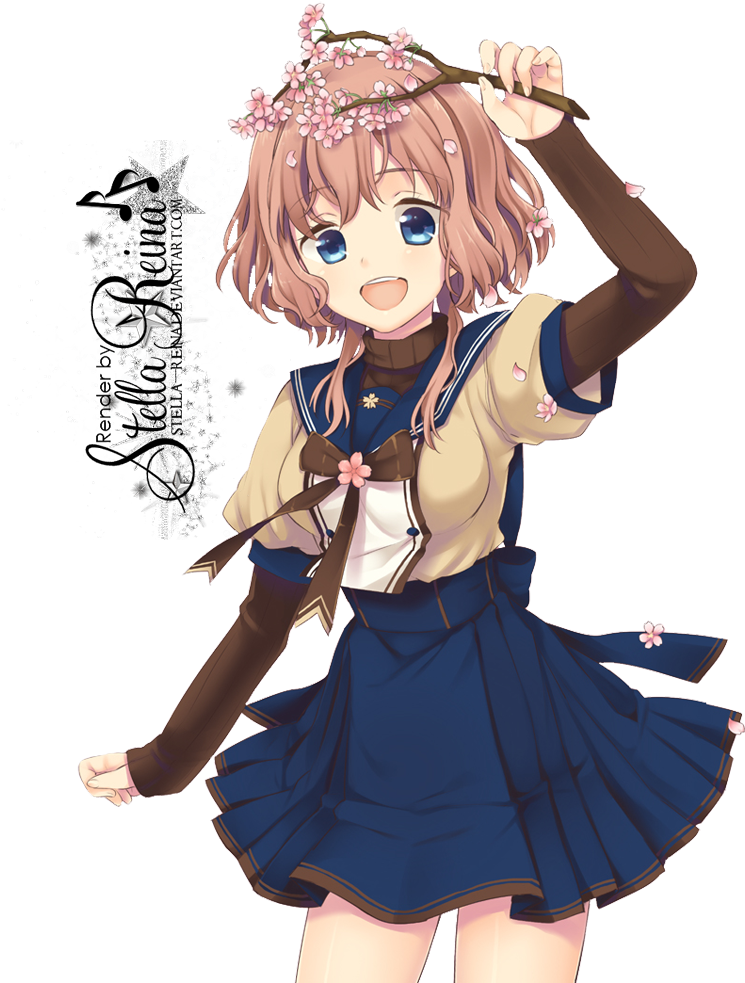 Sakura Girl Transparent Image - Anime Girl Waving Render (790x1000), Png Download
