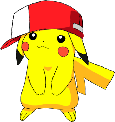 Kawaii By Hayley Wilson On Deviantart - Pikachu In Ash's Hat (429x392), Png Download