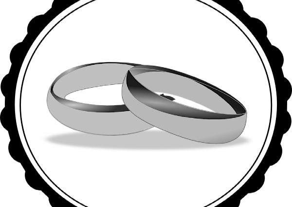 Black And White Wedding Ring X - Wedding Rings Clip Art (600x425), Png Download