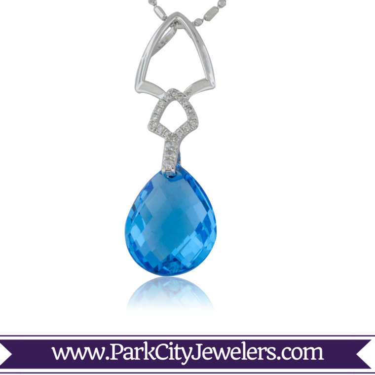 Blue Topaz & Diamond Pendant - Elk Ivory Jewelry (760x760), Png Download
