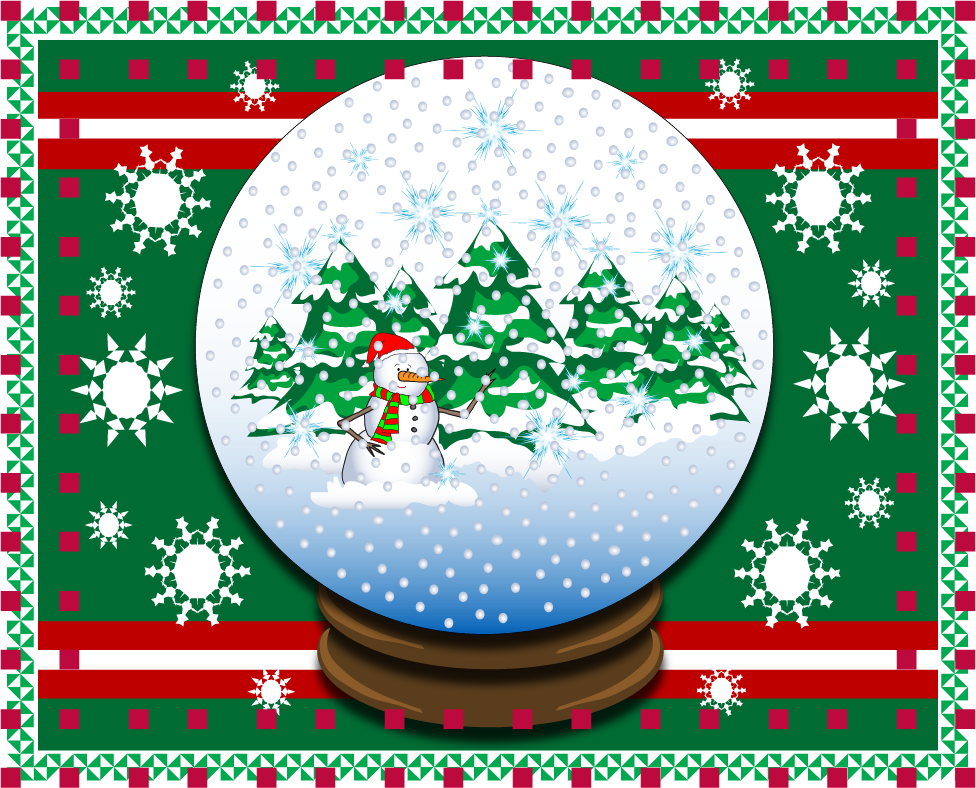 An Illustration Of A Snow Globe Containing A Snowman - Christmas Tree Skirt (976x788), Png Download