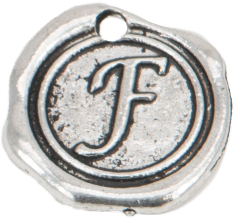 Silver Wax Seal "f" Charm - Silver (600x600), Png Download