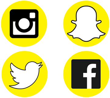 16 Oct - Facebook Twitter Instagram Snapchat Png (599x337), Png Download