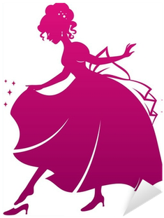 Silhouette Of Cinderella Wearing Her Glass Slipper - Black And White Clip Art Cinderella (400x400), Png Download