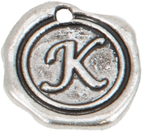 Silver Wax Seal "k" Charm - Silver (600x600), Png Download