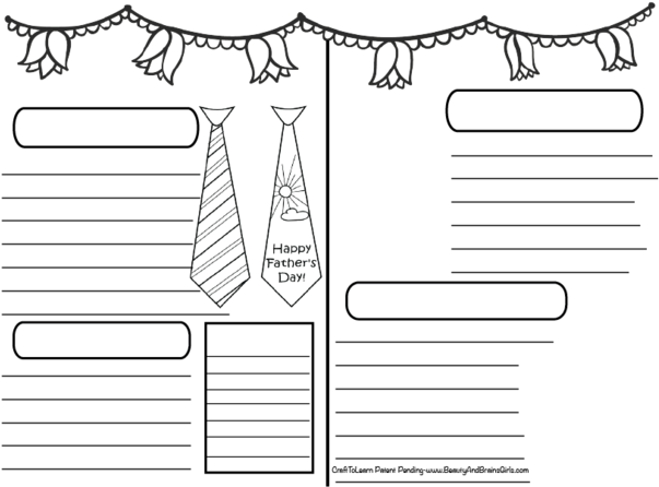 Father's Day Theme Journal Diy Printable Instant Download - Layout Fauxbonichi (690x487), Png Download