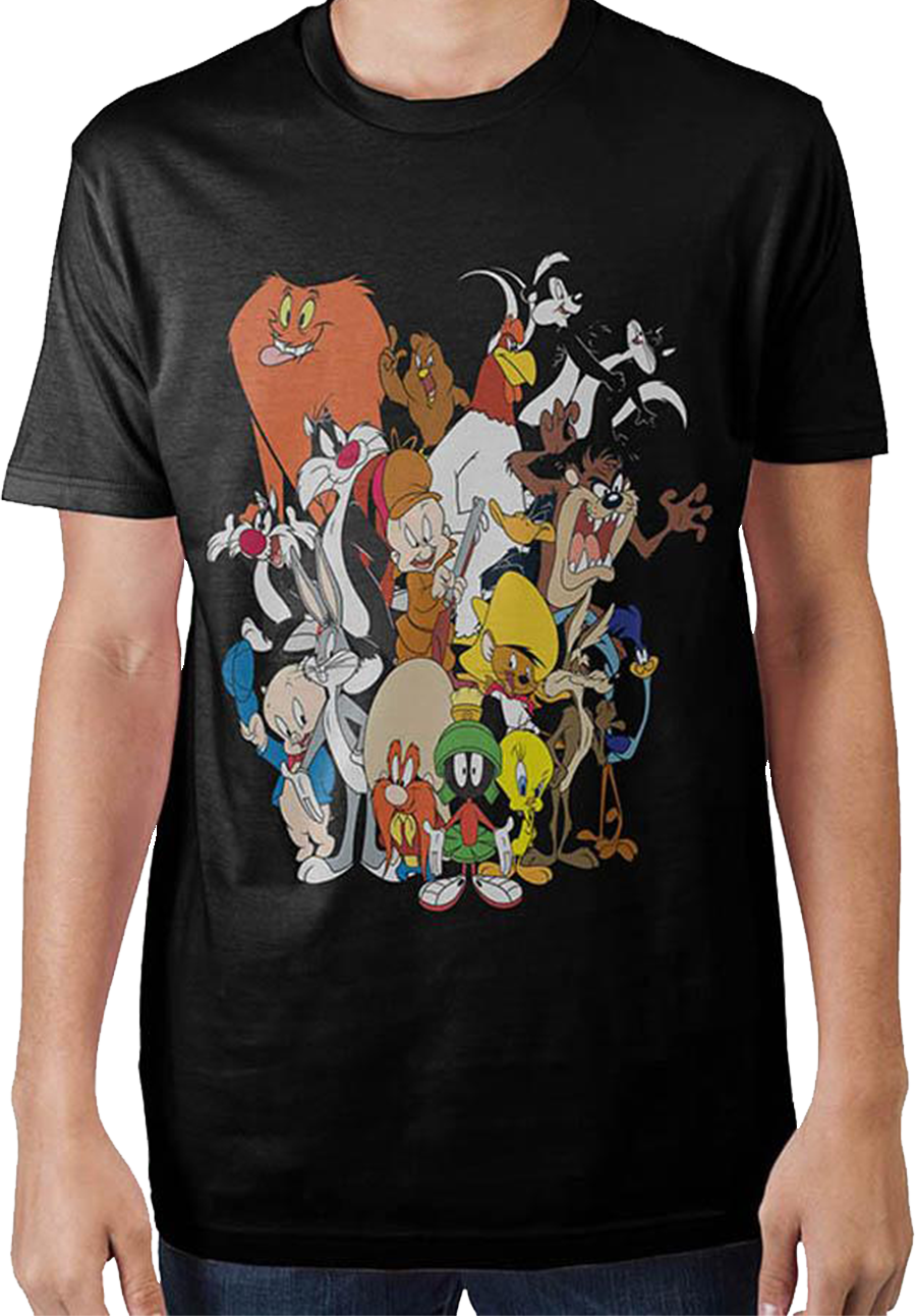 Cast Looney Tunes Shirt Mens Shirt Png Looney Tunes - Black T Shirt With Batman (900x1292), Png Download