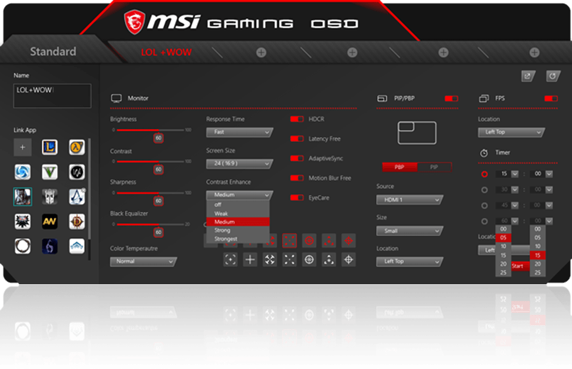 Osd - Msi Optix Mag241c (1160x749), Png Download