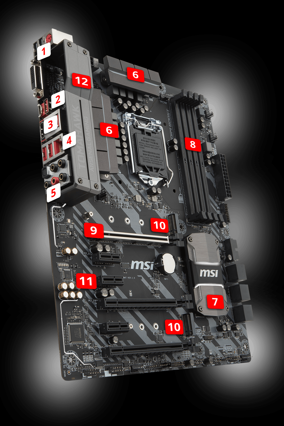 Gaming Device Port - Msi Z370 Tomahawk Motherboard (1200x1800), Png Download