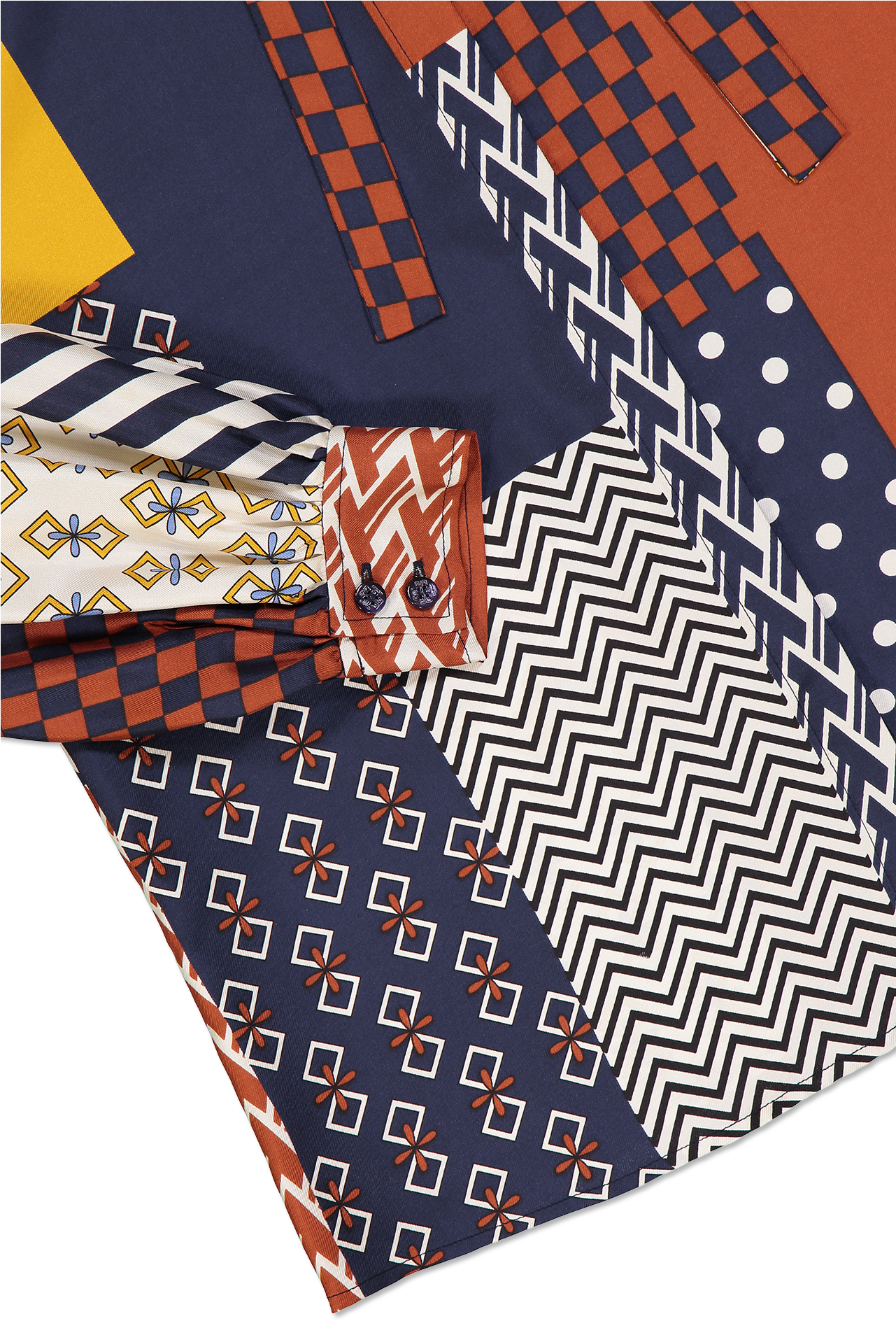 Ls Vivian Blouse Geometric Patchwork - Designers Guild Hiranya Fabric - Noir - Fdg2192/04 (1280x1920), Png Download