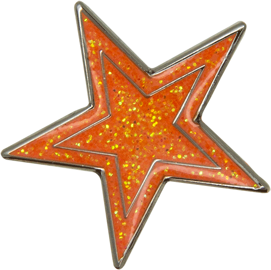 Star Pin, Light Orange Glitter/silver (600x600), Png Download