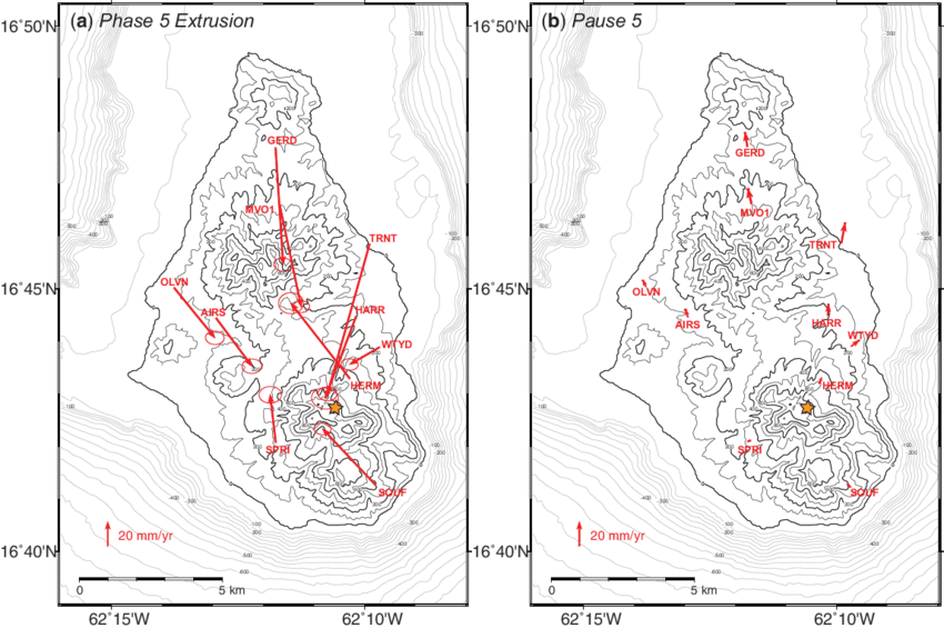 Typical Ground Displacements Measured During Deflationary - Map (850x565), Png Download