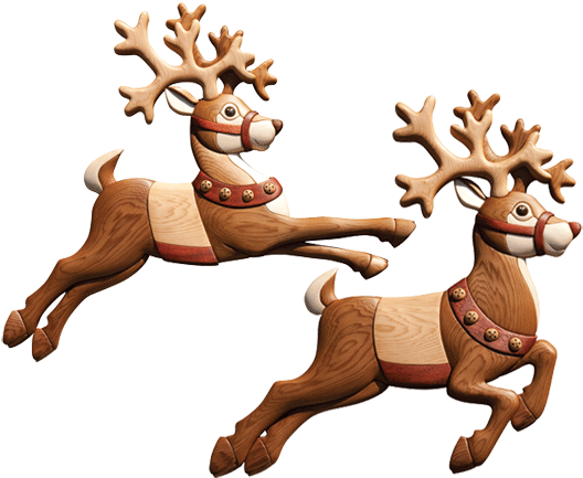 I 286 Flying Reindeer Intarsia Woodworking - Reindeer In Flight (560x560), Png Download