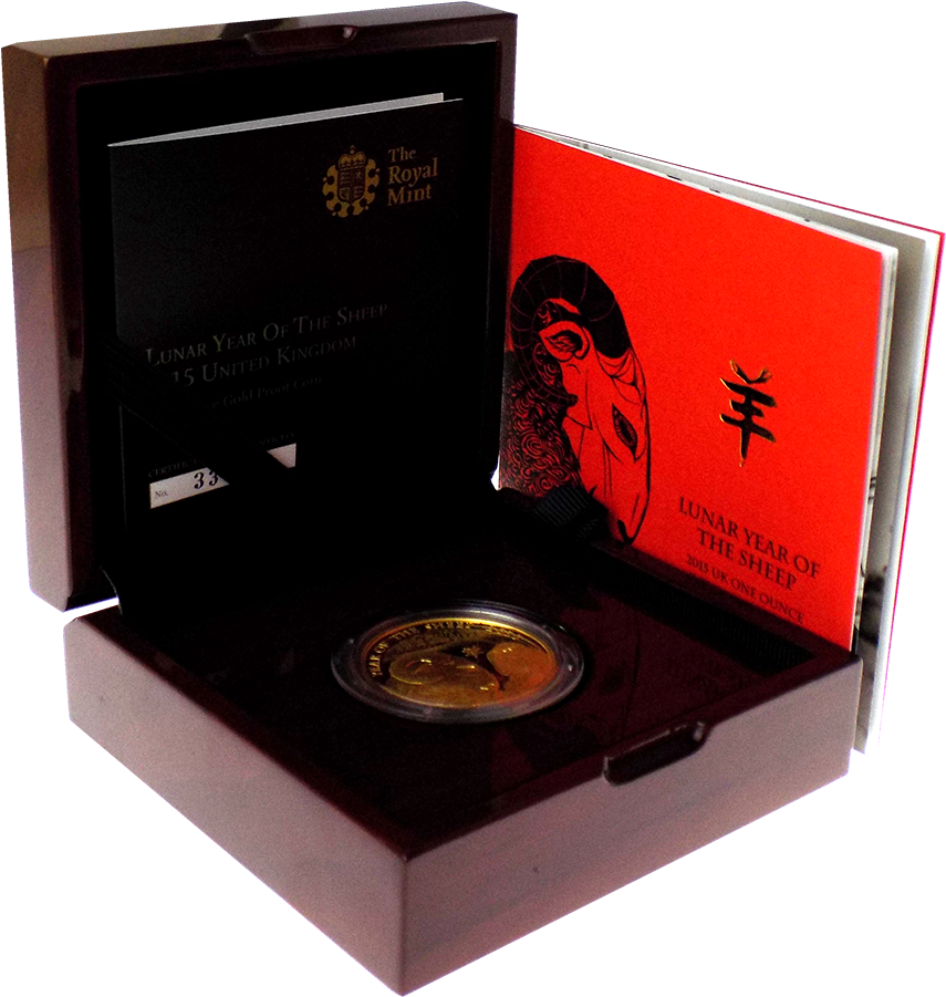 Pre-owned 2015 Uk Lunar Sheep 1oz Gold Proof Coin - Box (900x900), Png Download
