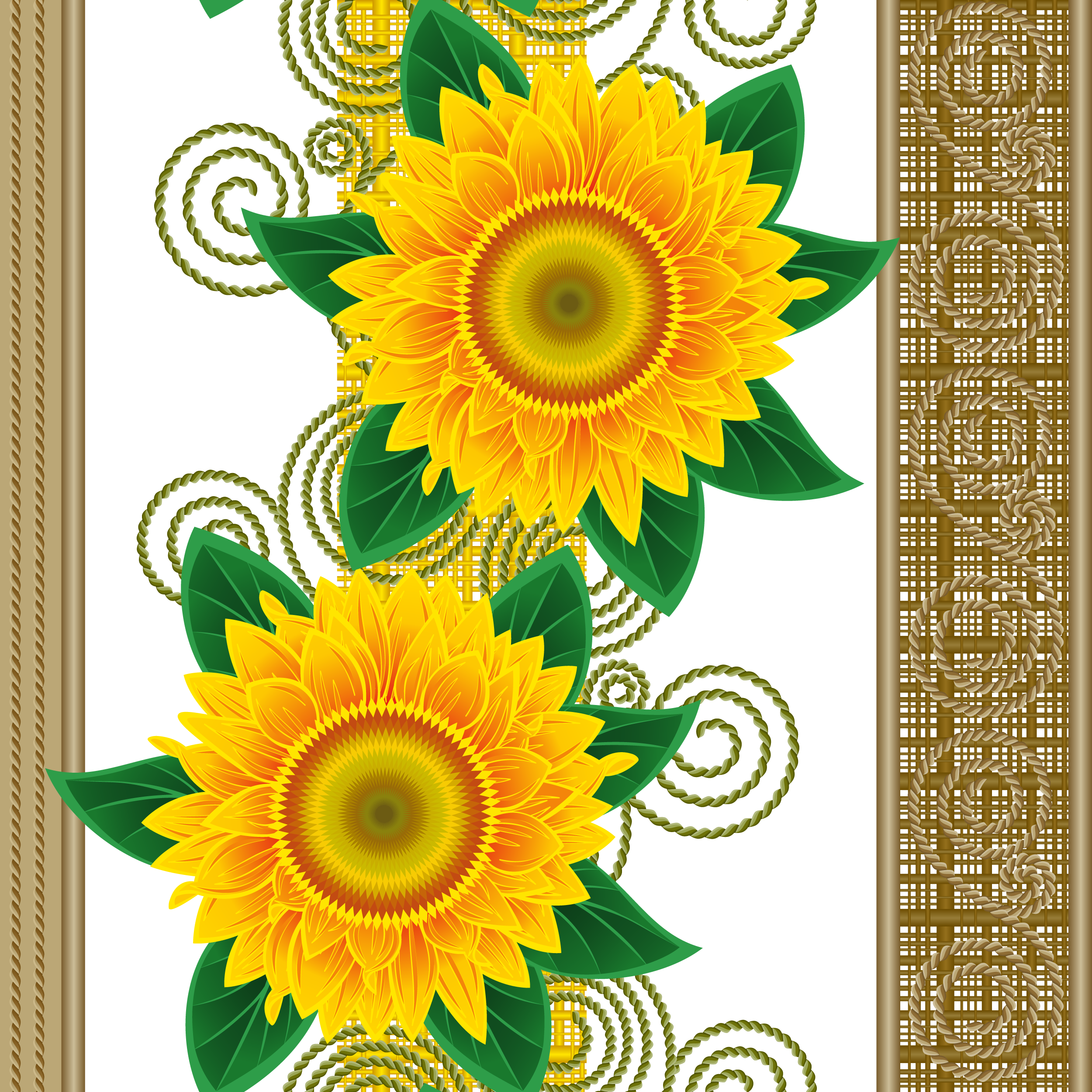 Common Sunflower Floating Pattern Transprent Png Free - Common Sunflower (2500x2500), Png Download