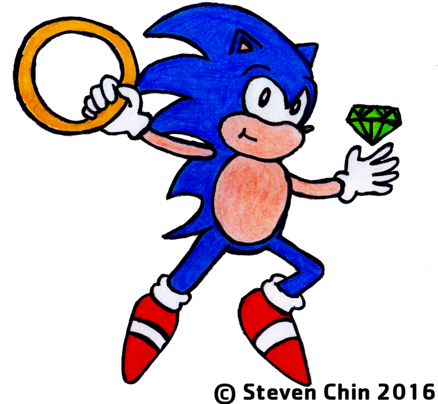 Sonic The Hedgehog Chaos Emerald And By - Sonic Chaos (894x893), Png Download