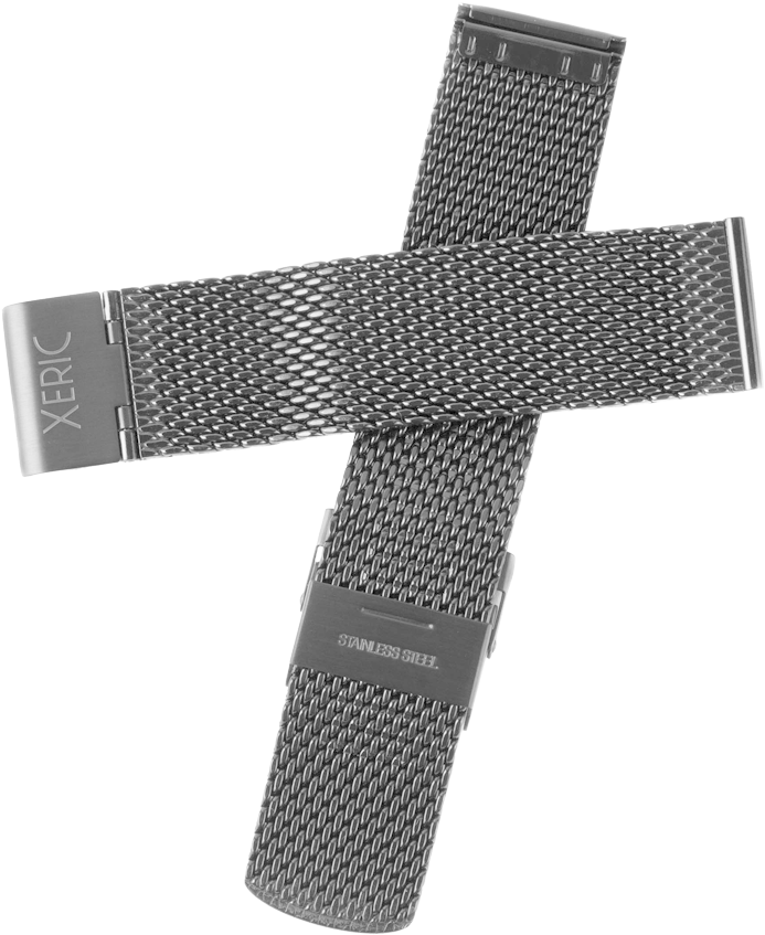 Xeric 22mm Black Pvd Plated Mesh Strap Front Back - Strap (700x1000), Png Download