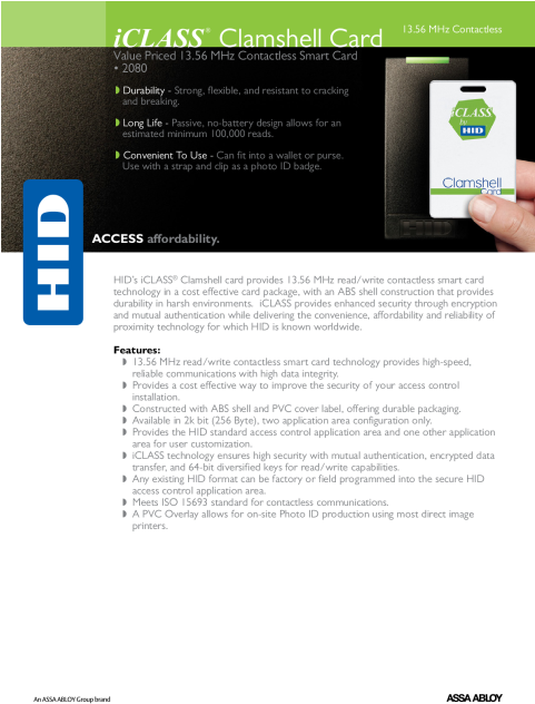 Iclass Clamshell Card Datasheet - Datasheet (480x640), Png Download