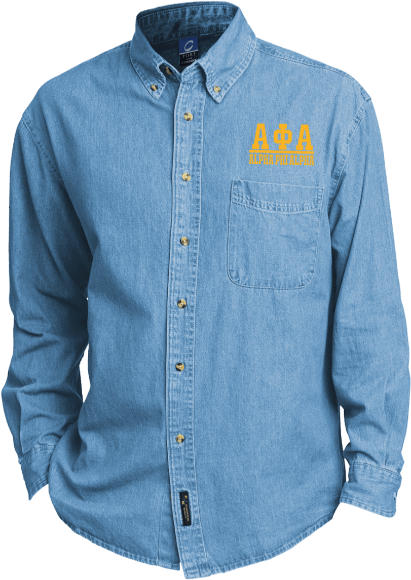 Alpha Phi Alpha Long Sleeve Denim Shirt - Shirt (1155x1155), Png Download