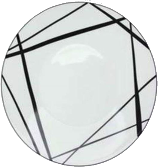 White W/ Black Stripes Dinner Plate - Circle (574x560), Png Download